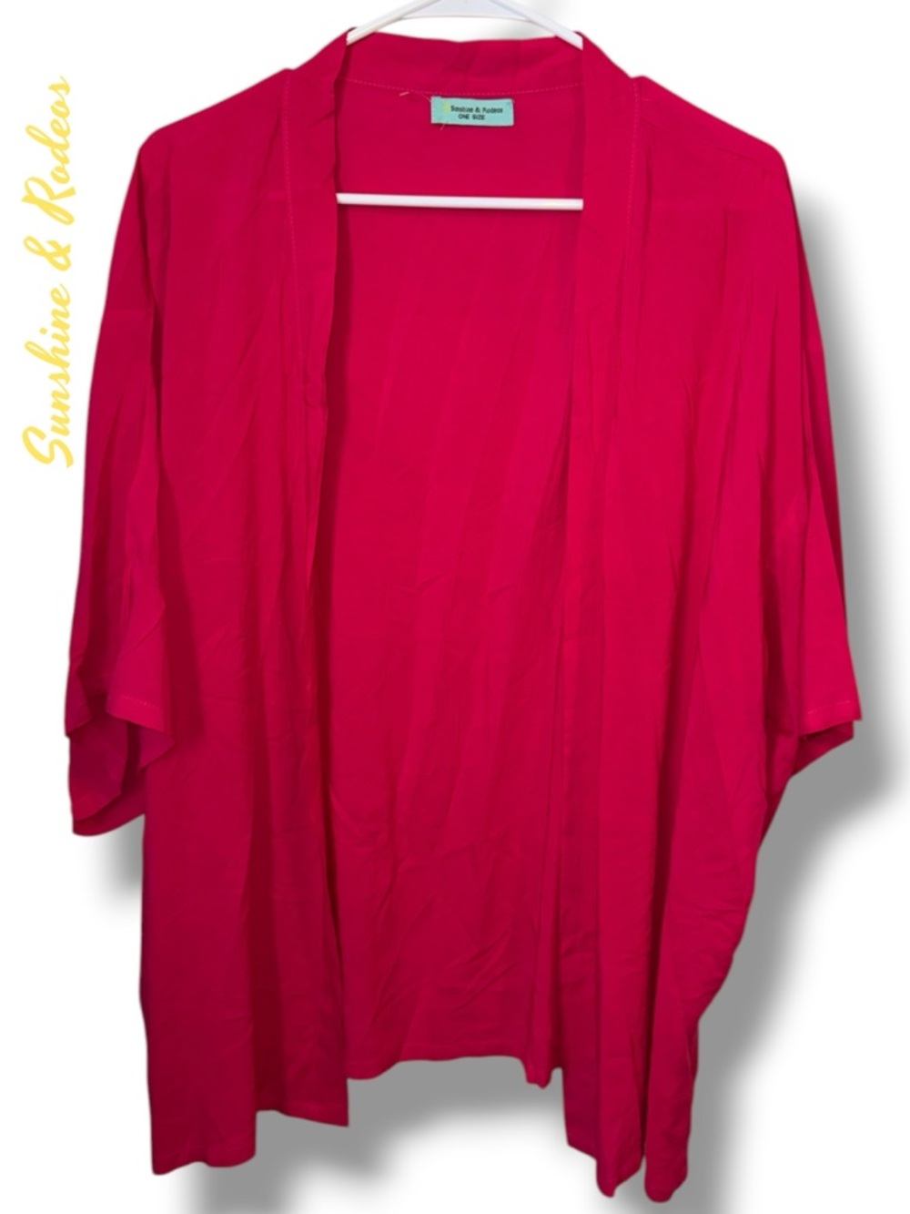 🌺Sunshine & Rodeos  Hot Pink Open Front Kimono Shrug